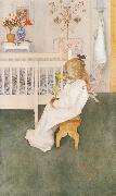 Carl Larsson Lisbeth in her night Dress with a yellow tulip Spain oil painting artist